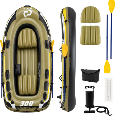 Costway 3-Person Inflatable Fishing Raft Boat Set w/ Oars Pump 68920281 New