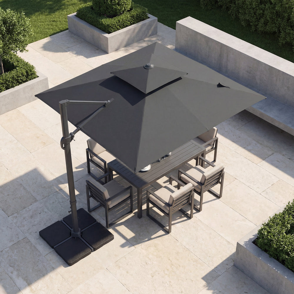 10 FT Aluminum Pole Patio Cantilever Umbrella with 220 LBS Base-Gray - Gallery View 1 of 10