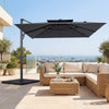 Gray 10 FT aluminum pole cantilever umbrella with a sturdy 220 lbs base, perfect for outdoor patio shade.