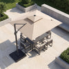 10 FT Aluminum Pole Patio Cantilever Umbrella with 220 LBS Base-Beige - Gallery View 1 of 10