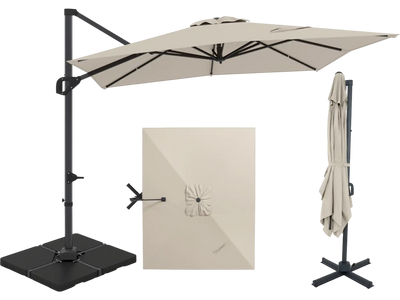 Costway 11' x 9' Aluminum Offset Hanging Outdoor Umbrella w/ 220 lbs Base 35637936 New