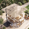 10 FT Cantilever Patio Umbrella with 32 Solar LED Lights and 220 LBS Base-Beige - Gallery View 1 of 10