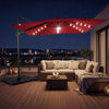 10 FT Cantilever Patio Umbrella with 32 Solar LED Lights and 220 LBS Base-Red - Gallery View 1 of 10