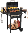 Charcoal Grill with 2 Side Tables & Adjustable Chimney 284 sq.in