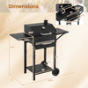 Charcoal grill with thermometer, two side tables, and wheels, featuring a 284 sq.in cooking area for outdoor grilling.