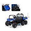 24V kids ride-on dump truck with electric dump bed, 2-seater design, 4WD, and realistic controls for outdoor fun.