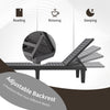 Adjustable backrest of gray outdoor chaise lounge chair, offering 5 positions for reading, relaxing, or sleeping.