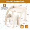 Dimensions of the kids table and chair set with tree shape bookshelf storage, designed for playrooms and classrooms.