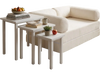 Convertible sofa bed with side tables, featuring a soft corduroy cover and space-saving design for versatile use.
