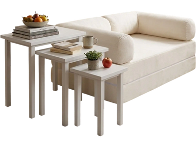 Costway 4-in-1 Convertible Folding Sofa Bed w/ 3-Pc Side Table Set 75704192 New