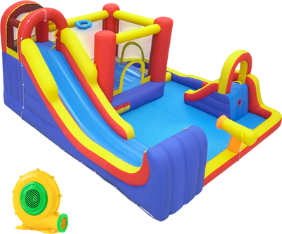 Costway 7-in-1 Outdoor Bounce House Dual Slides 680W Blower 99400419 New