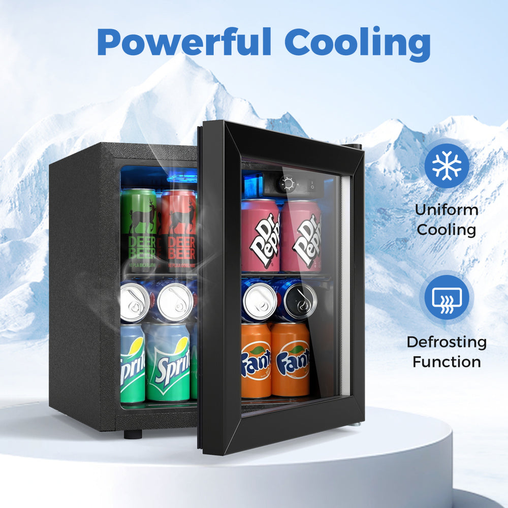 Nugget ice maker and beverage cooler combo with organized can storage and adjustable shelves for compact spaces.