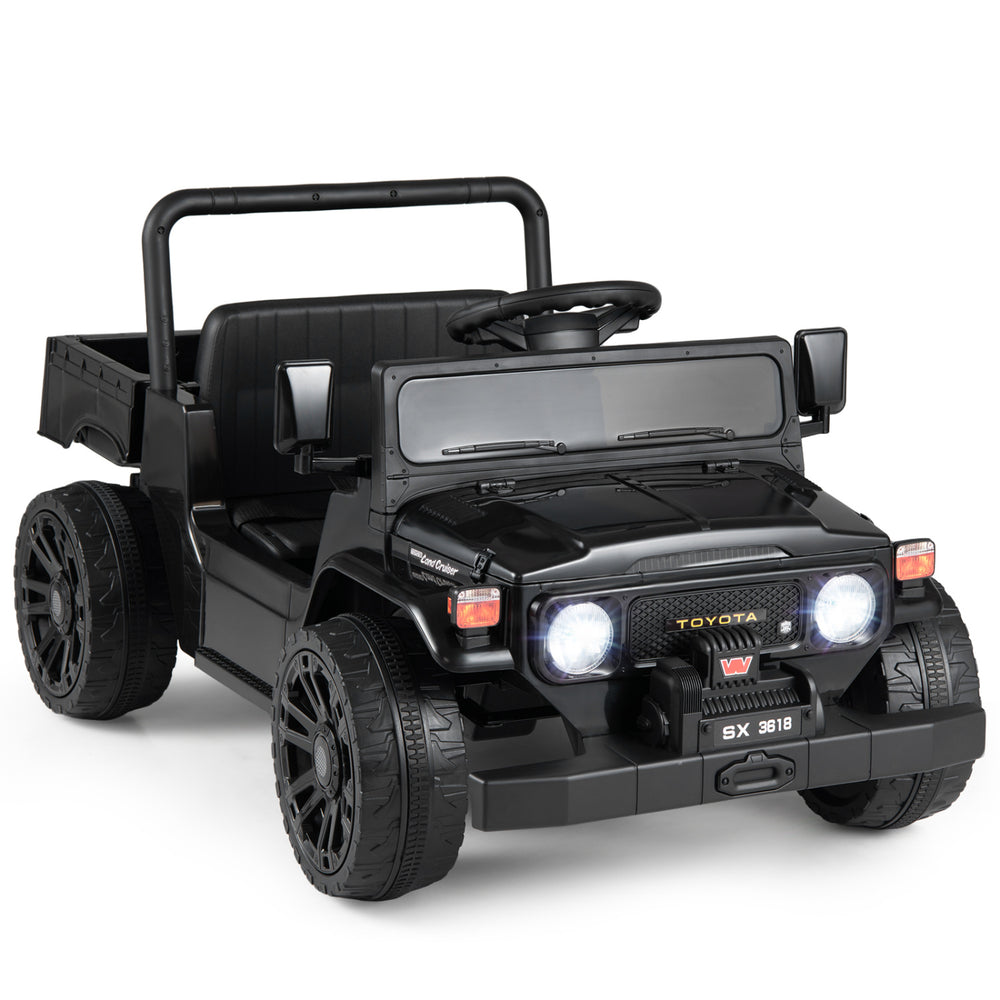 12V Electric Ride On Truck with Dump Bed and Music Licensed Toyota-Black - Gallery View 1 of 4