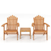 Adirondack chairs with wide armrests and curved seats in natural acacia wood, ideal for relaxing on the patio or garden.