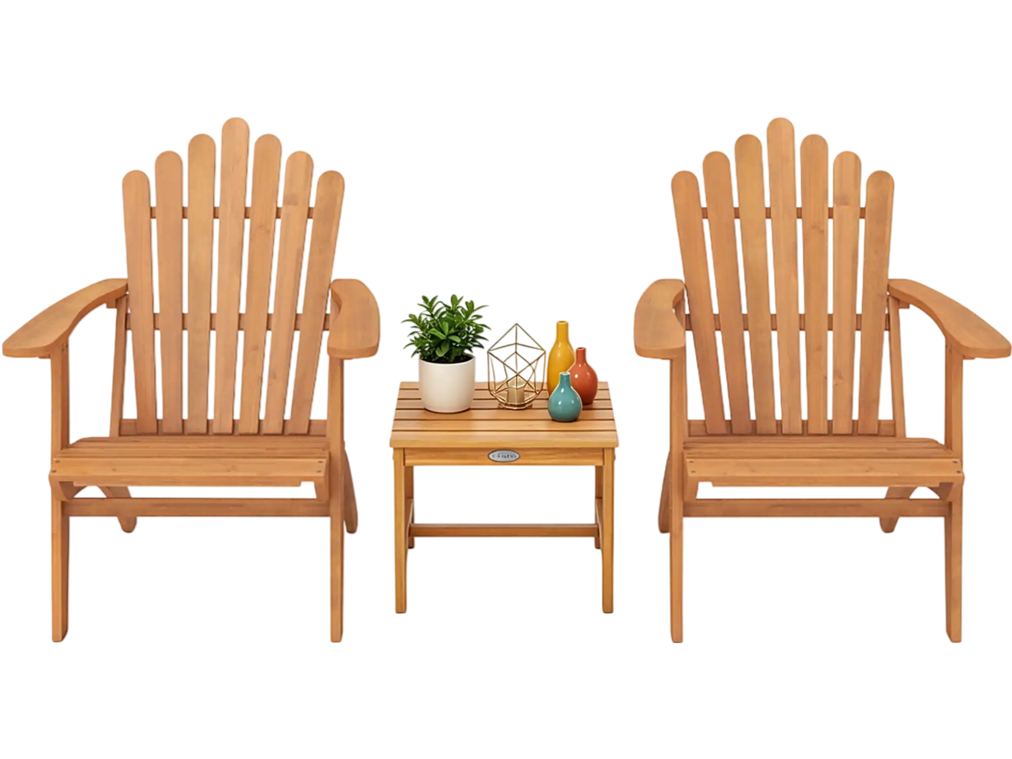 Costway Adirondack Chair Set of 2 with Side Table Patio Furniture Set 96057269 New