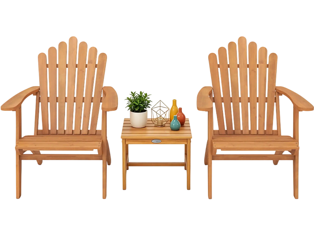 Adirondack Chair Set of 2 with Side Table for Deck Garden and Porch