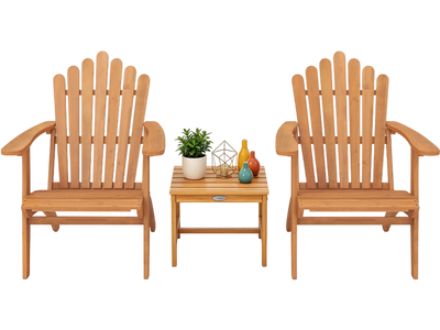 Costway Adirondack Chair Set of 2 with Side Table Patio Furniture Set 96057269 New