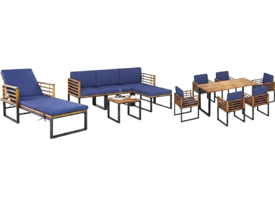 Costway Acacia Wood Patio Furniture Set Conversation Sofa Lounge Chair Dining Table 88288431 New