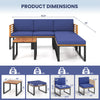 Dimensions of the 7-piece acacia wood patio furniture set, including chaise lounge and coffee table, perfect for.