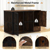 Dog crate furniture with a lockable door, chew-resistant metal frame, and built-in storage for small and medium dogs.