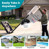 Portable basketball hoop with adjustable height, shatterproof backboard, and wheels for easy transport to any location.