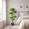 Indoor topiary tree with 6 balls, realistic trunk, and weighted cement-filled base for vibrant decor in any space.