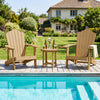 HIPS Adirondack side table with a slatted wood-grain top, perfect for poolside relaxation and outdoor gatherings.