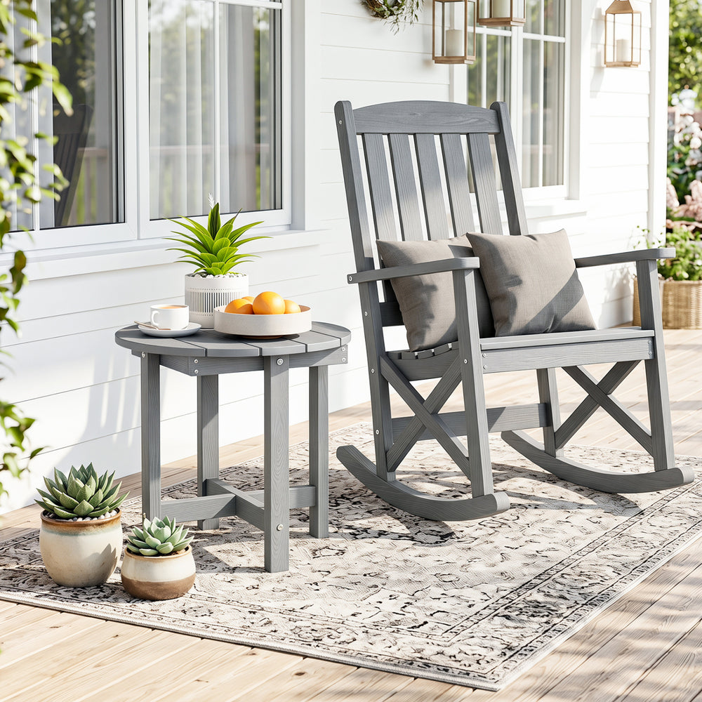 HIPS Adirondack Side Table with Weather-Resistant and Waterproof Top-Gray - Gallery View 1 of 10