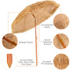 Portable 6.5 feet thatched tiki beach umbrella with adjustable tilt, durable PP material, and stable iron frame for outdoor use.