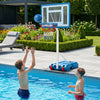 Adjustable 3.3-3.9 feet pool basketball hoop with shatterproof backboard, ideal for outdoor play and swimming pools.