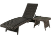 2-Piece Folding Padded Rattan Patio Chaise Lounge with Side Table Set