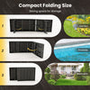Folding padded rattan chaise lounge and side table set, perfect for outdoor relaxation in gardens or poolside areas.