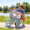 12 Inches Girls Bike for 3-4 Years Old with Training Wheels and Basket - Spring Party, Blue - Gallery View 1 of 10