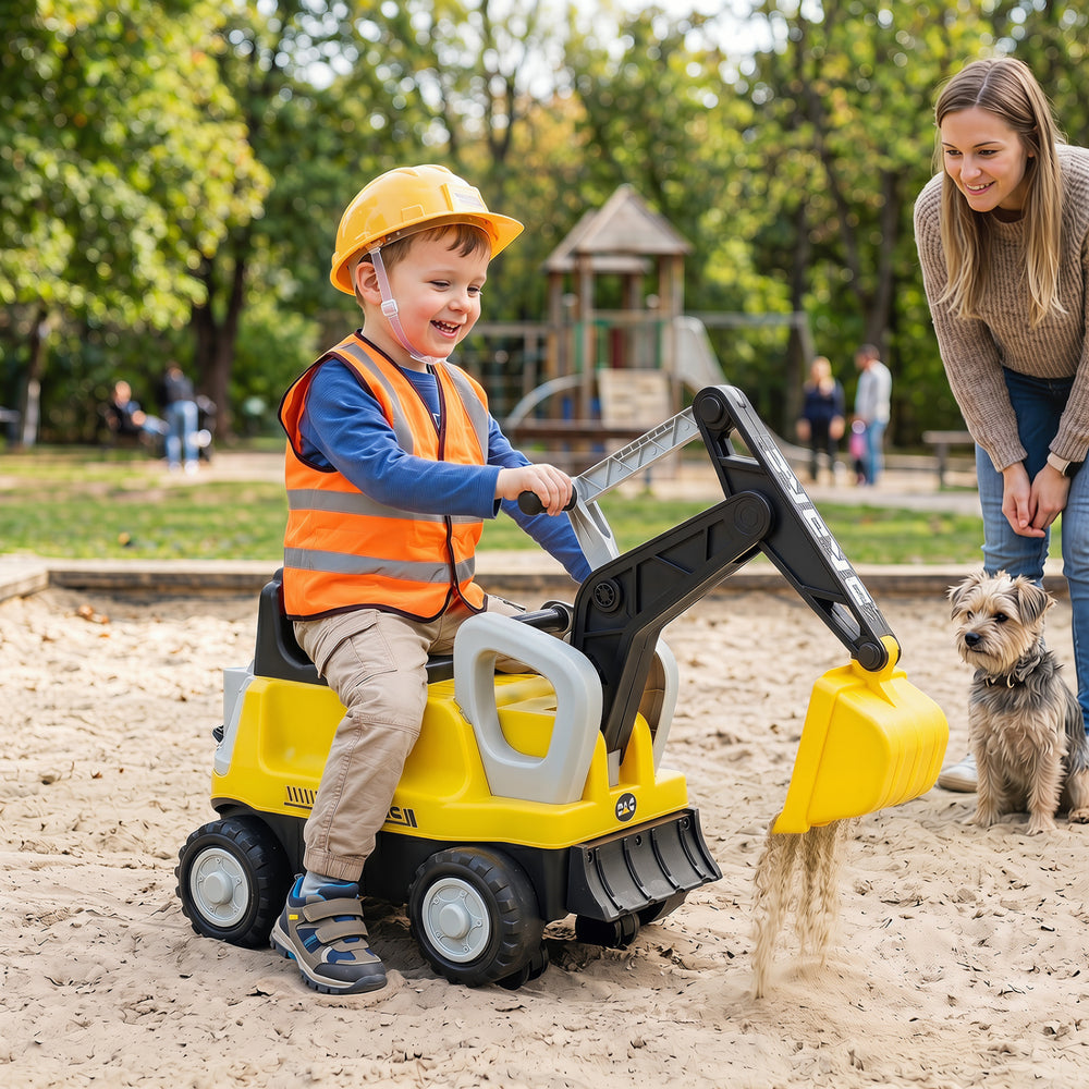 2-In-1 Kids Ride on Tractor with Digging Arm and Detachable Trailer-Yellow - Gallery View 1 of 2