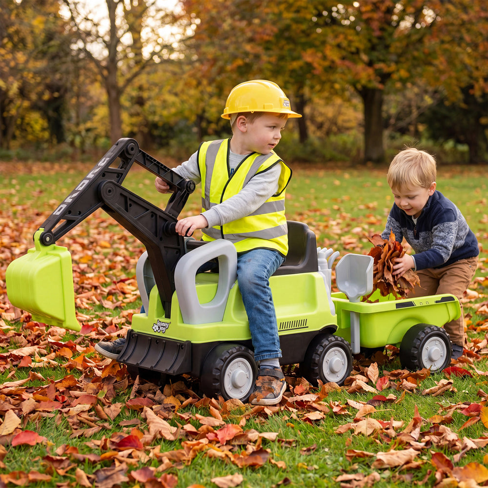 2-In-1 Kids Ride on Tractor with Digging Arm and Detachable Trailer-Green - Gallery View 1 of 2