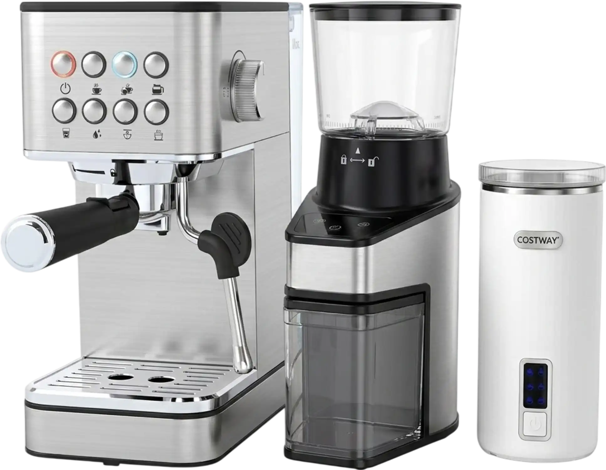 Costway Home Espresso Coffee Station Set Machine Grinder Milk Frother 74124770 New