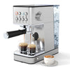 Espresso machine showcasing dual coffee shots with a sleek design, perfect for crafting café-style beverages at home.