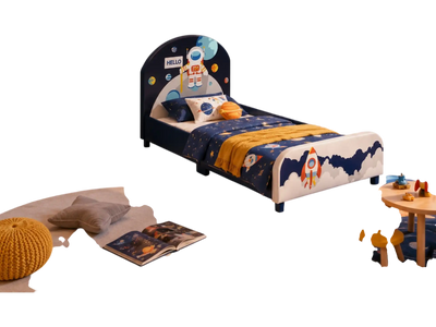 Costway Space Astronaut Kids Upholstered Platform Bed Toy Storage Organizer 39423140 New