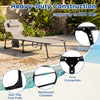 Folding lounge chair with adjustable backrest and side table, perfect for outdoor patio and poolside relaxation.