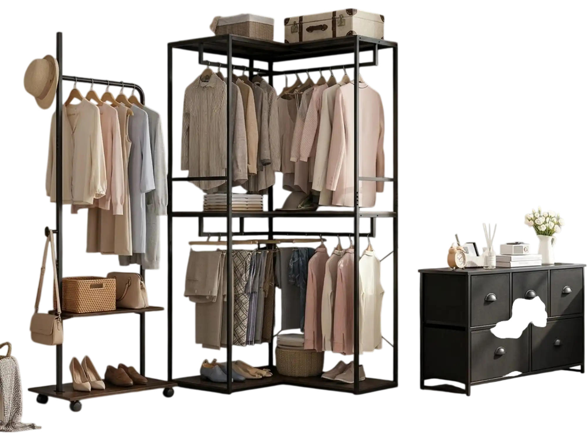 Costway Bedroom Set Clothes Rack Dresser Storage Tower 92560071 New
