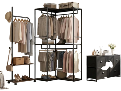 Costway Bedroom Set Clothes Rack Dresser Storage Tower 92560071 New