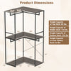 3-tier clothes rack with a modern rustic wood grain finish and heavy-duty metal frame for versatile bedroom storage.