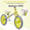 Balance bike with 360° rotatable handlebar and glowing wheels, designed for toddlers' fun and safe riding experiences.