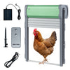 Automatic chicken coop door with remote control, light sensor, and solar panel for easy poultry management.