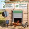 Automatic chicken coop door with solar panel and remote control, featuring anti-pinch function for safe operation.