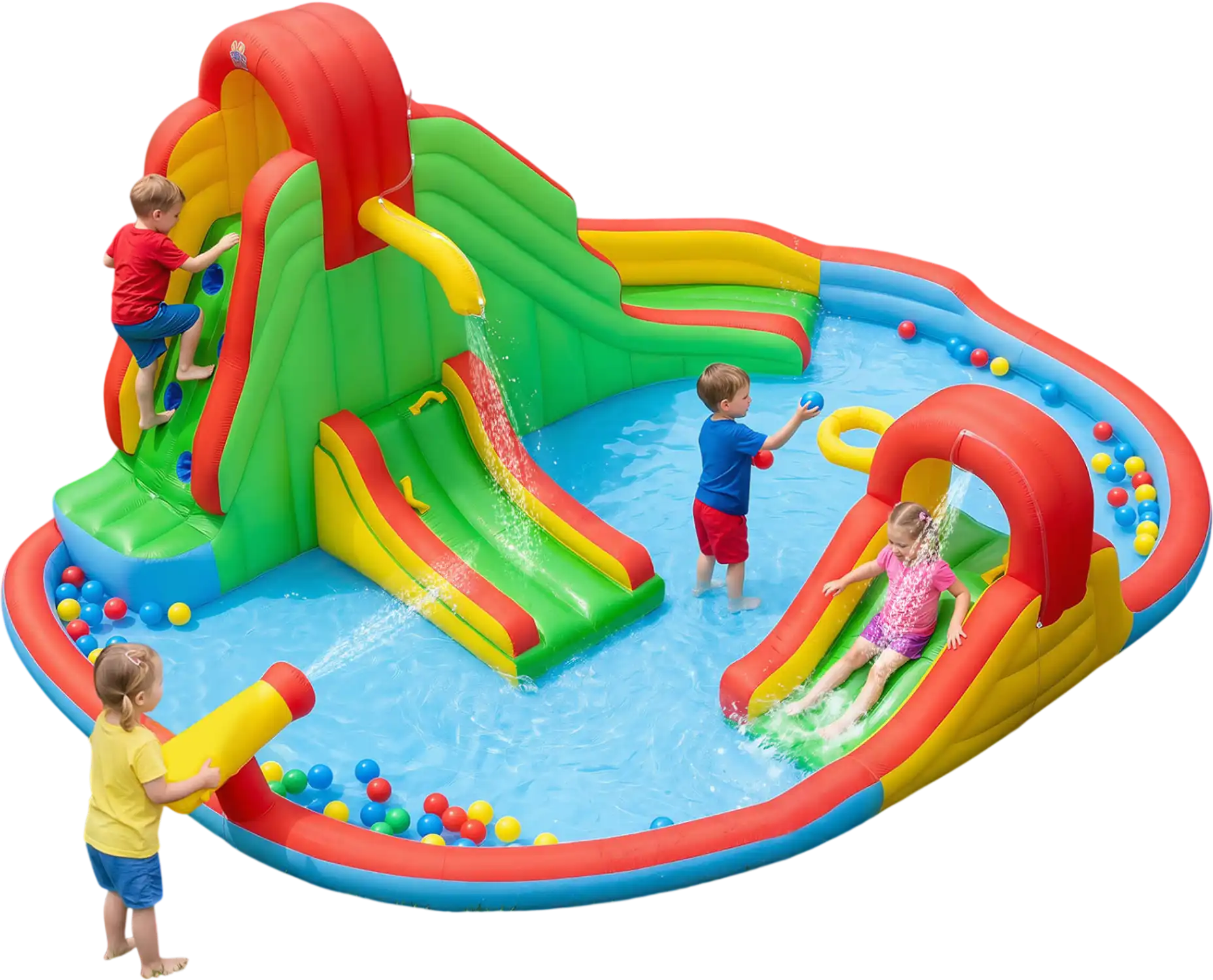 Costway Kids Inflatable Water Park Splash Pool 3 Water Slides 30149273 New