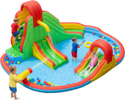 Costway Kids Inflatable Water Park Splash Pool 3 Water Slides 30149273 New