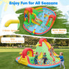 Kids inflatable water park featuring 3 water slides, splash pool, and climbing wall for year-round outdoor fun.