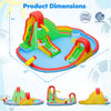 Kids inflatable water park featuring 3 water slides, climbing wall, and splash pool for summer fun in the backyard.