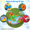 Kids inflatable water park featuring 3 slides, splash pool, and climbing wall, perfect for summer backyard fun.